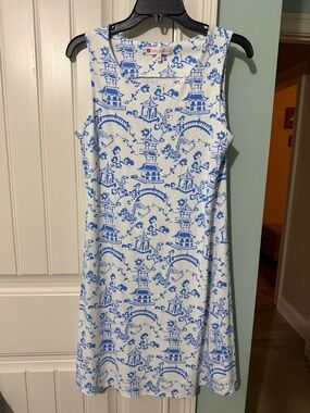 Jude Connally White Mini Dress with Blue Chinoiserie Print